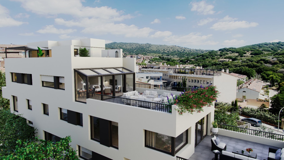 Casas, arboles, terazas